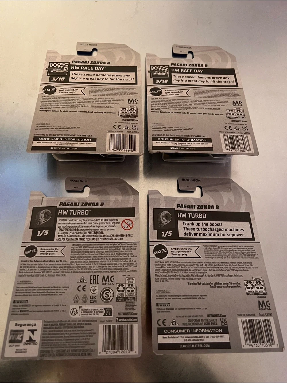 Hot Wheels Pagani Zonda R Lot of 4 – Red, Yellow, Blue (x2)
